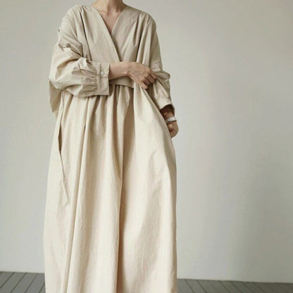 Long Sleeve V-Neck Dress【TR2884】