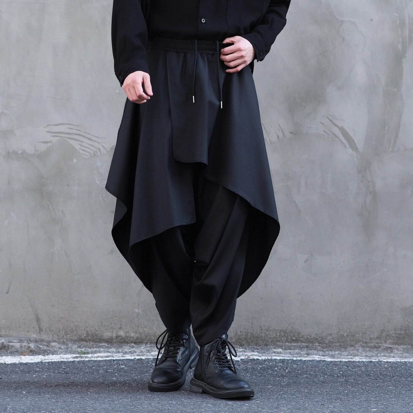 Layered-look Wide Sarouel Pants【TR3281】
