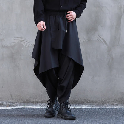 Layered-look Wide Sarouel Pants【TR3281】