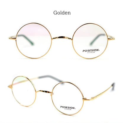 〈Titanium〉Vintage no nose Round Glasses【TR2570】