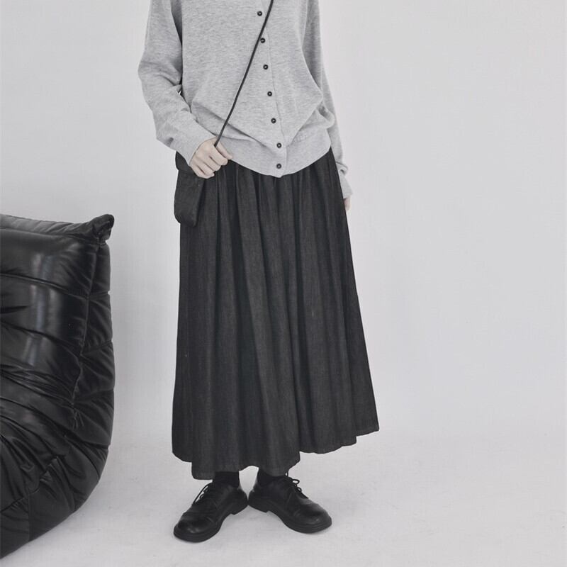 Denim Pleats Skirt【TR3176】