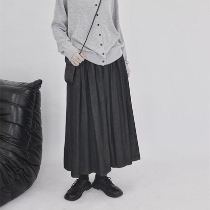Denim Pleats Skirt【TR3176】