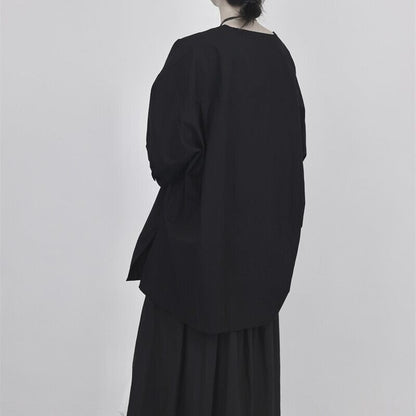 V-Neck Oversize Collared Shirt【TR3110】