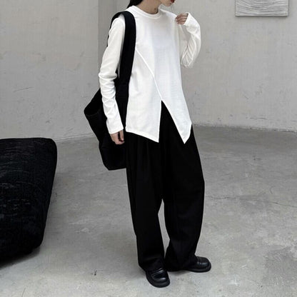 Asymmetry Slit T-Shirt【TR3141】