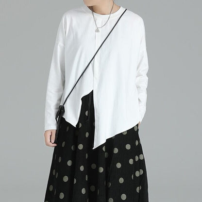 Asymmetry Round-Neck T-Shirt【TR3146】