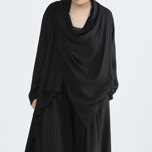 Asymmetry Drape Collared Shirt【TR3132】