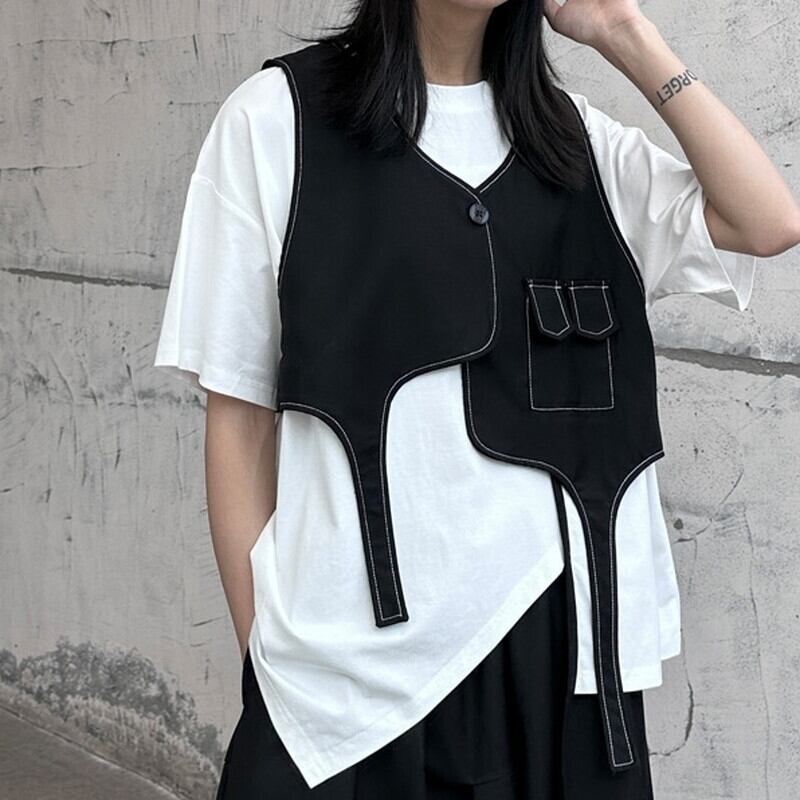Asymmetry Stitch Vest【TR3236】