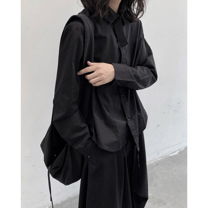 Arrange Asymemtry Collared Shirt【TR3104】