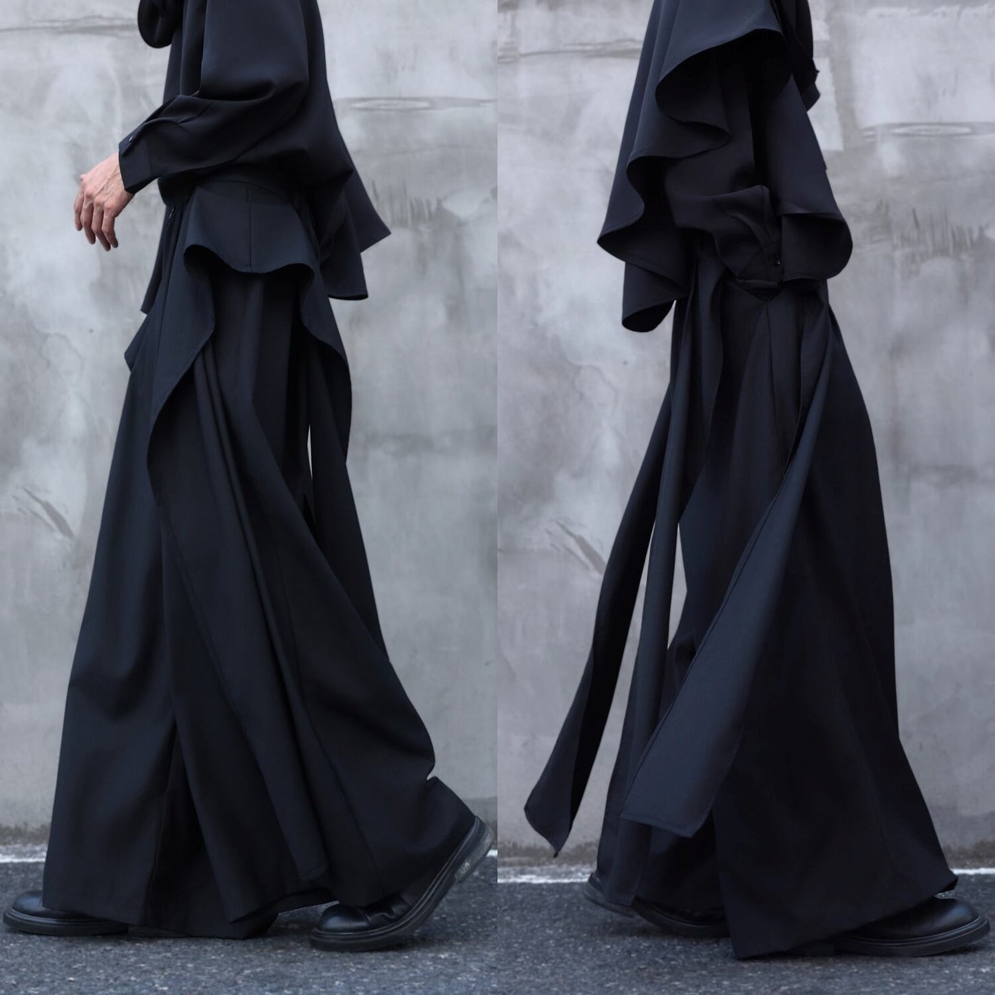 Drape Ribbon Straight Wide Pants【TR3307】