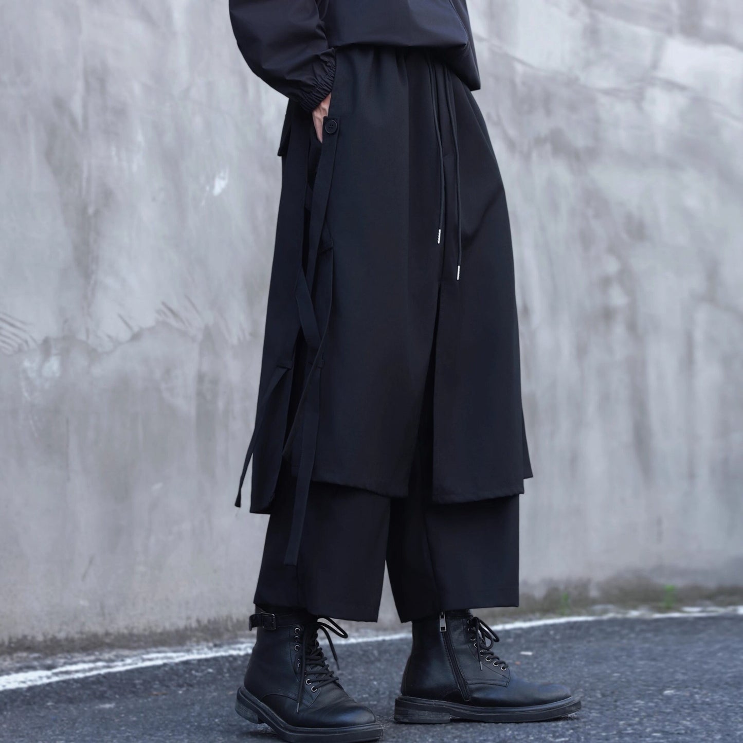 Layered-look Side Ribbon Pants【TR3298】
