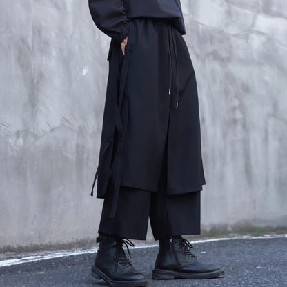 Layered-look Side Ribbon Pants【TR3298】