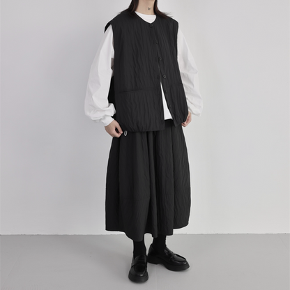 Pleats Simple Pocket Vest【TR3232】