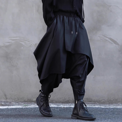 Layered-look Wide Sarouel Pants【TR3281】