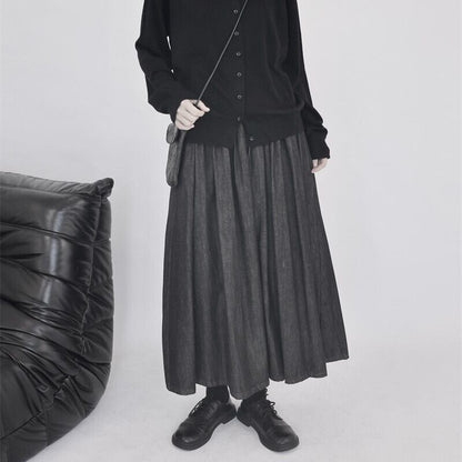 Denim Pleats Skirt【TR3176】