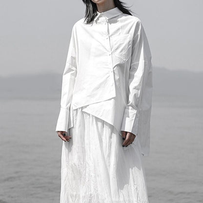 〈Unisex〉Irregular Back-slit Shirt【TR1421】