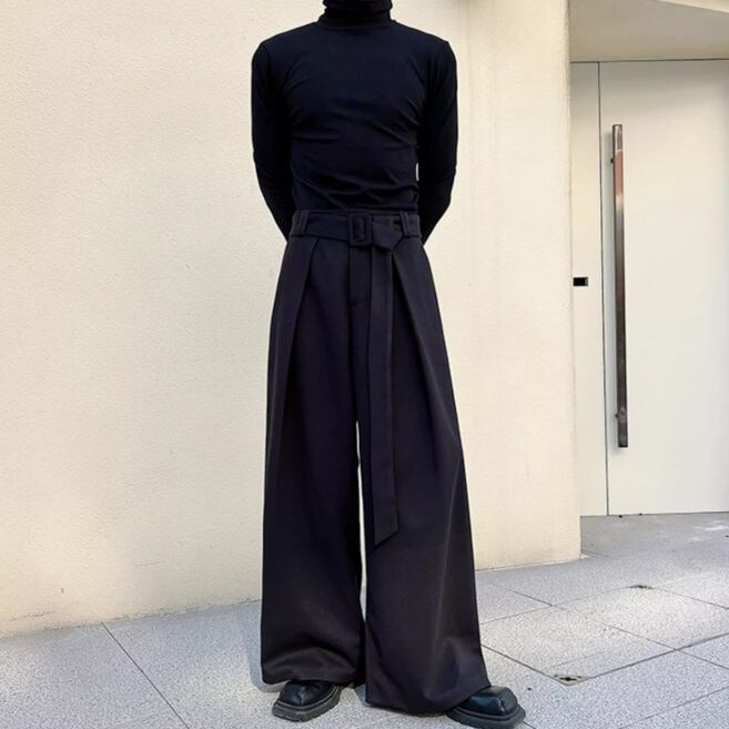 Design Tuck Belted Wide Pants【TR3315】