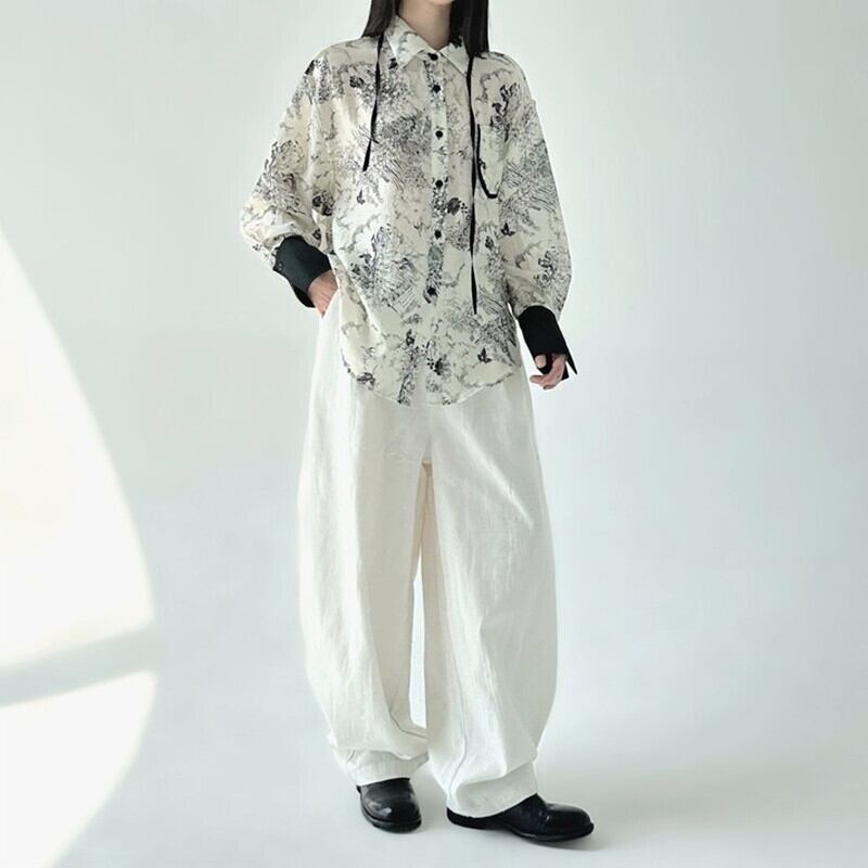Water-Color Flower Collared Shirt【TR3121】