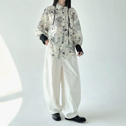 Water-Color Flower Collared Shirt【TR3121】