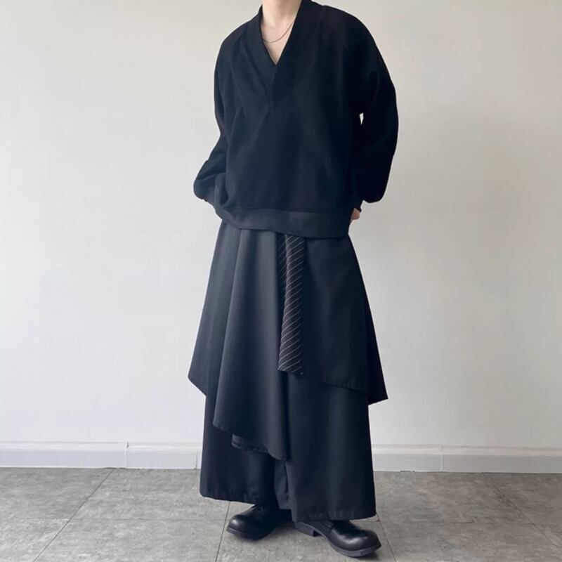 Deep V Raglan Long T-shirt【TR3352】