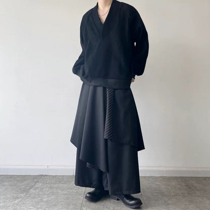 Deep V Raglan Long T-shirt【TR3352】