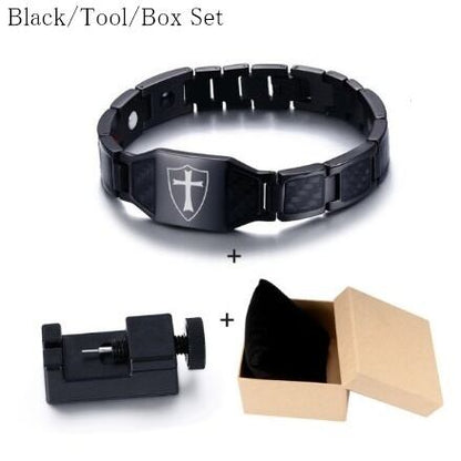 Cross magnetic men bracelet【TR2755】