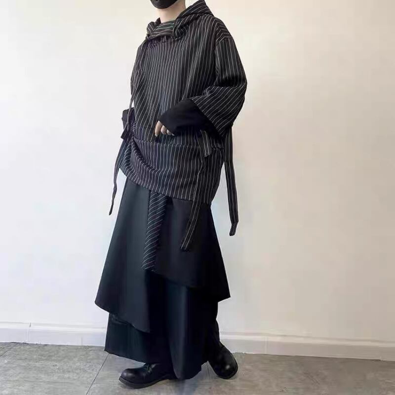 Asymmetric Pinstripe Hoodie【TR3347】