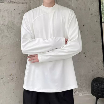 Asymmetric Curved Panel Long T-Shirt【TR3343】