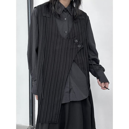 Asymmetry Stripe Vest【TR3240】