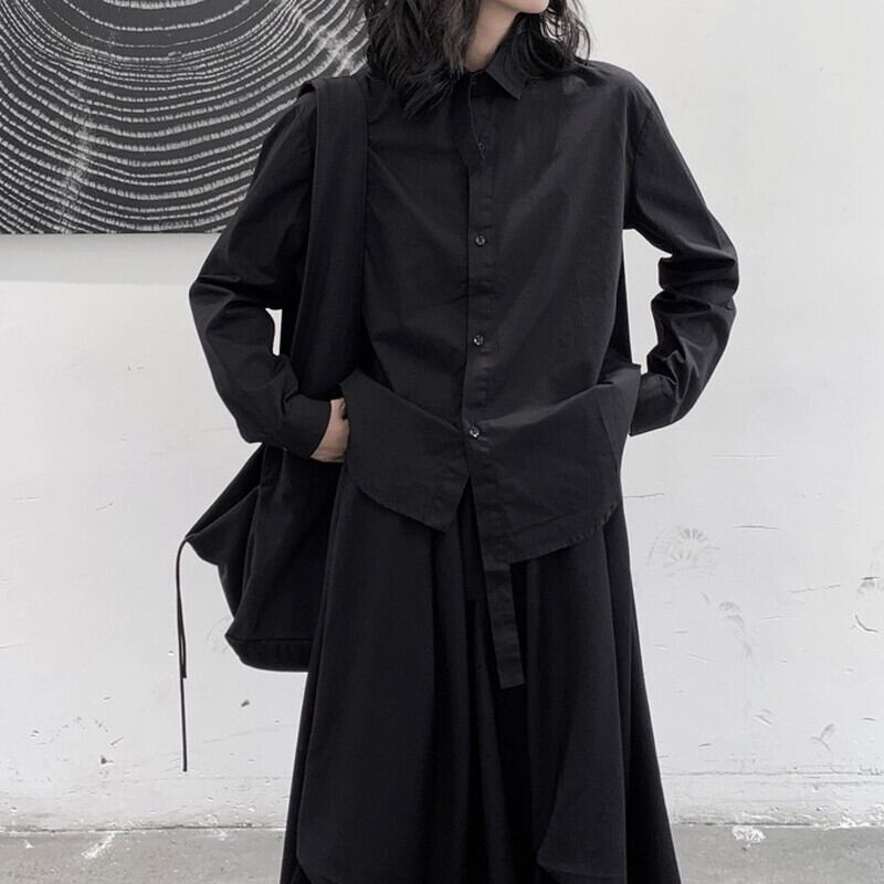 Arrange Asymemtry Collared Shirt【TR3104】