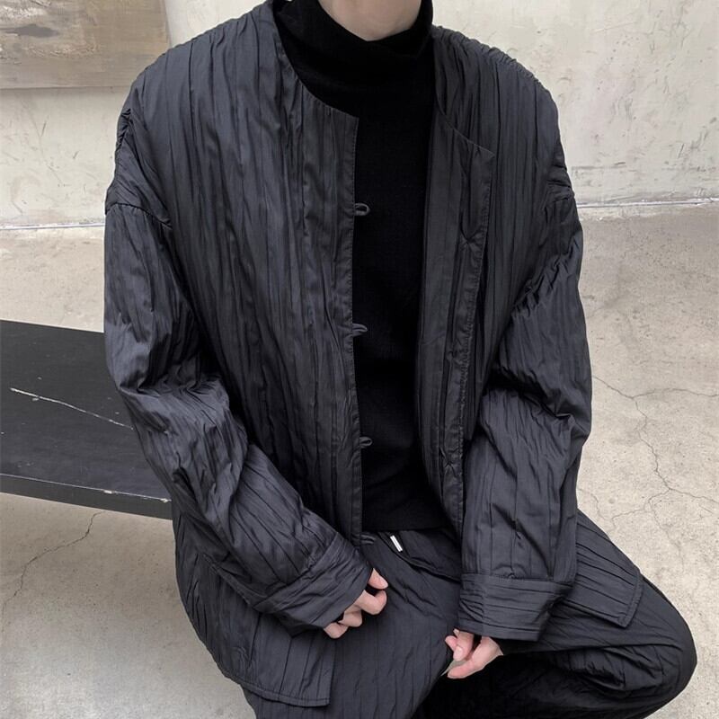No-Collar Pleats Jacket【TR3101】