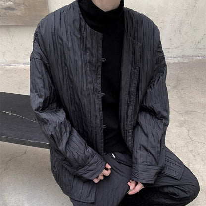 No-Collar Pleats Jacket【TR3101】
