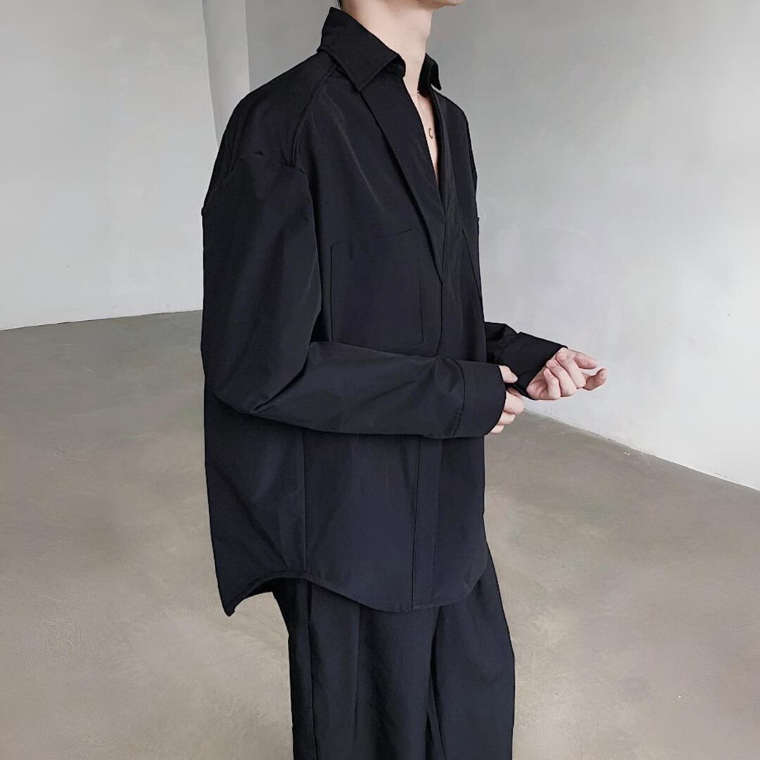 Deep V Pocket Collared Shirt【TR3359】