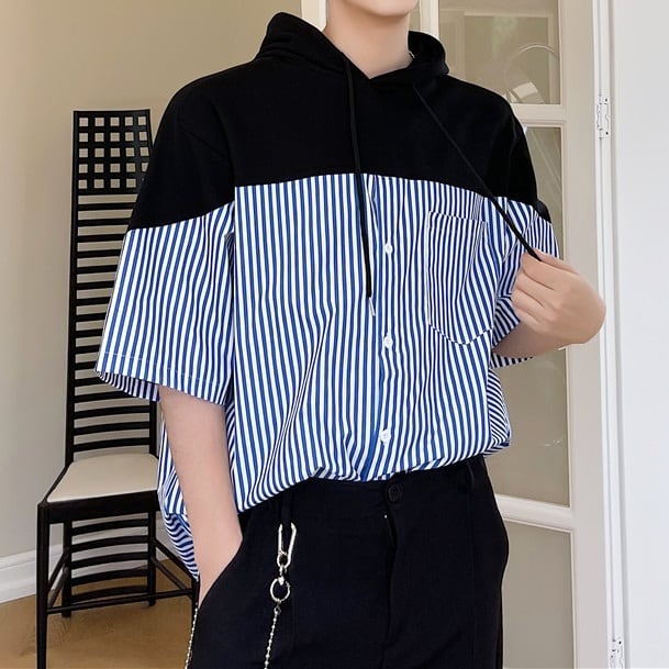Hood Docking Stripe Shirt【TR1414】