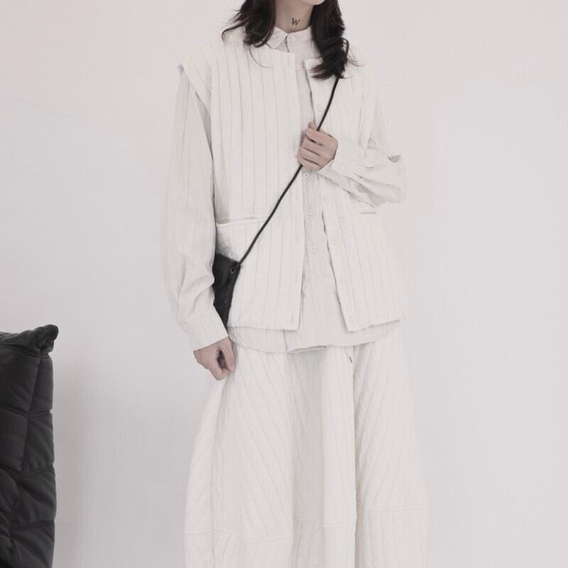 Loose Stripe Simple Vest【TR3243】