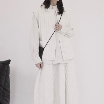 Loose Stripe Simple Vest【TR3243】