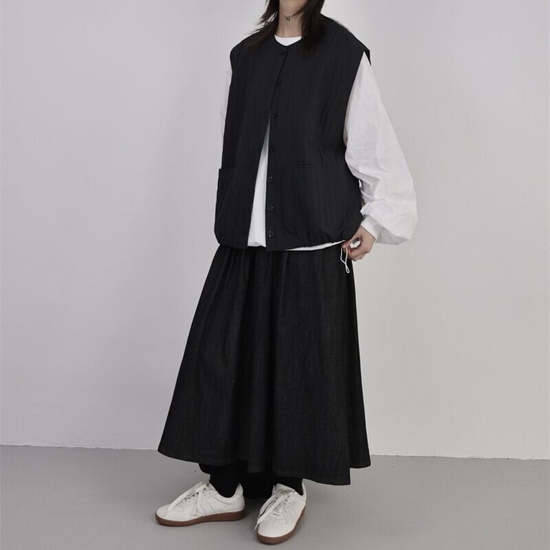 Pleats Simple Pocket Vest【TR3232】
