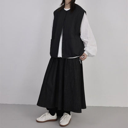 Pleats Simple Pocket Vest【TR3232】