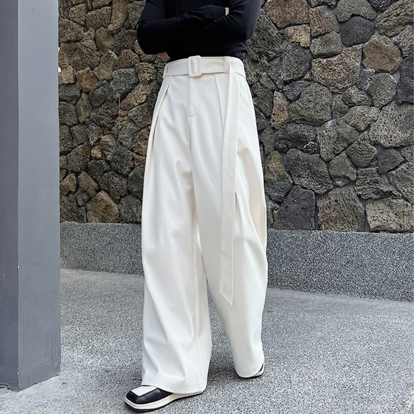 Design Tuck Belted Wide Pants【TR3315】