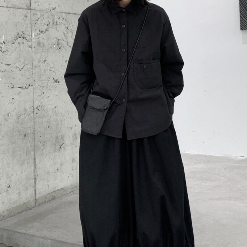 Quilting Wrinkled Collared Shirt【TR3106】