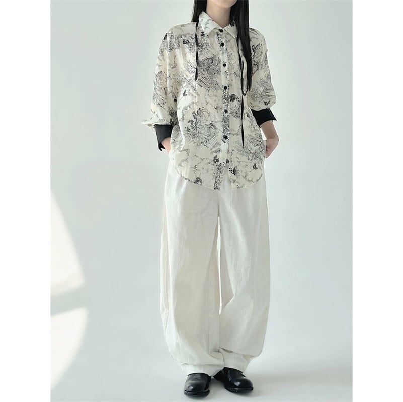 Water-Color Flower Collared Shirt【TR3121】