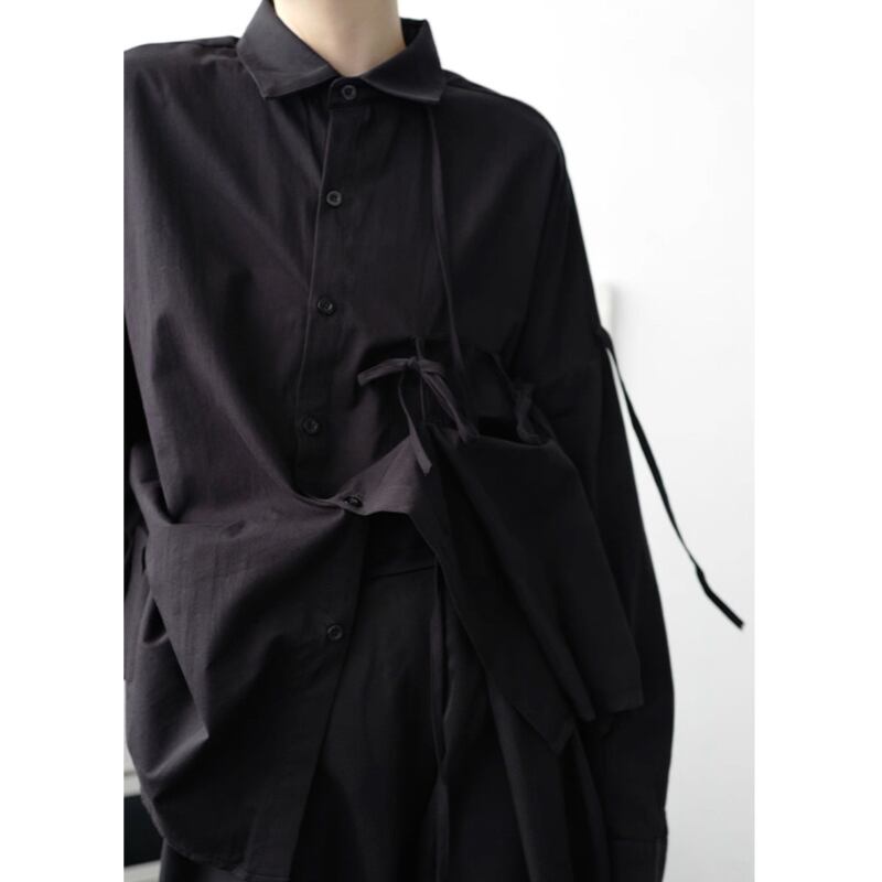 Asymmetric Tie Collared Shirt【TR3332】