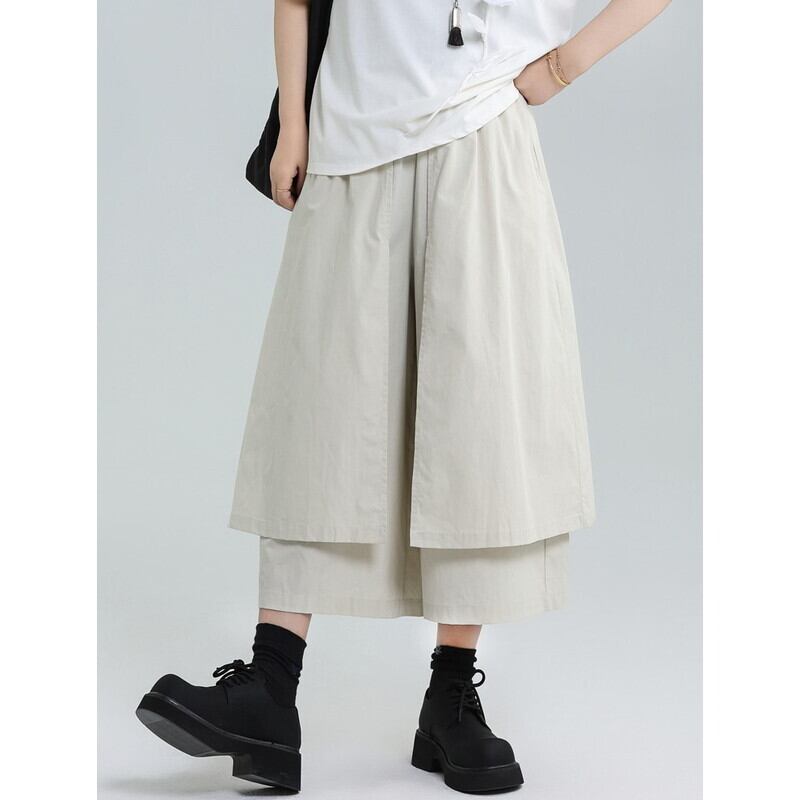Wide Cropped Layered Pants【TR3221】
