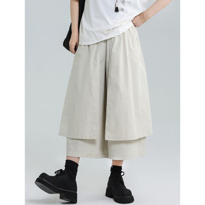 Wide Cropped Layered Pants【TR3221】