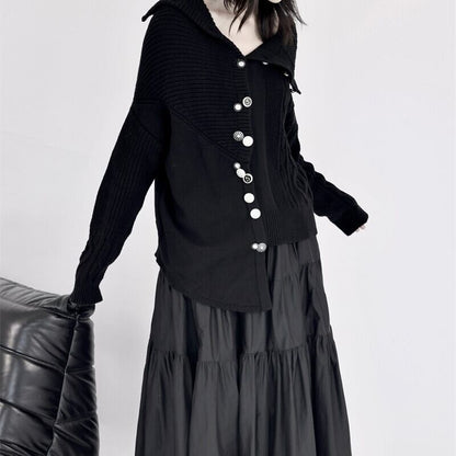 Asymmetry Off-Turtle Knit Jacket【TR3268】