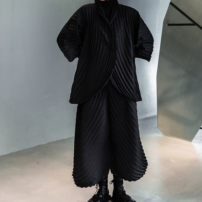 〈Unisex〉 Pleats Tops Wide-pants Set-up【TR1353】