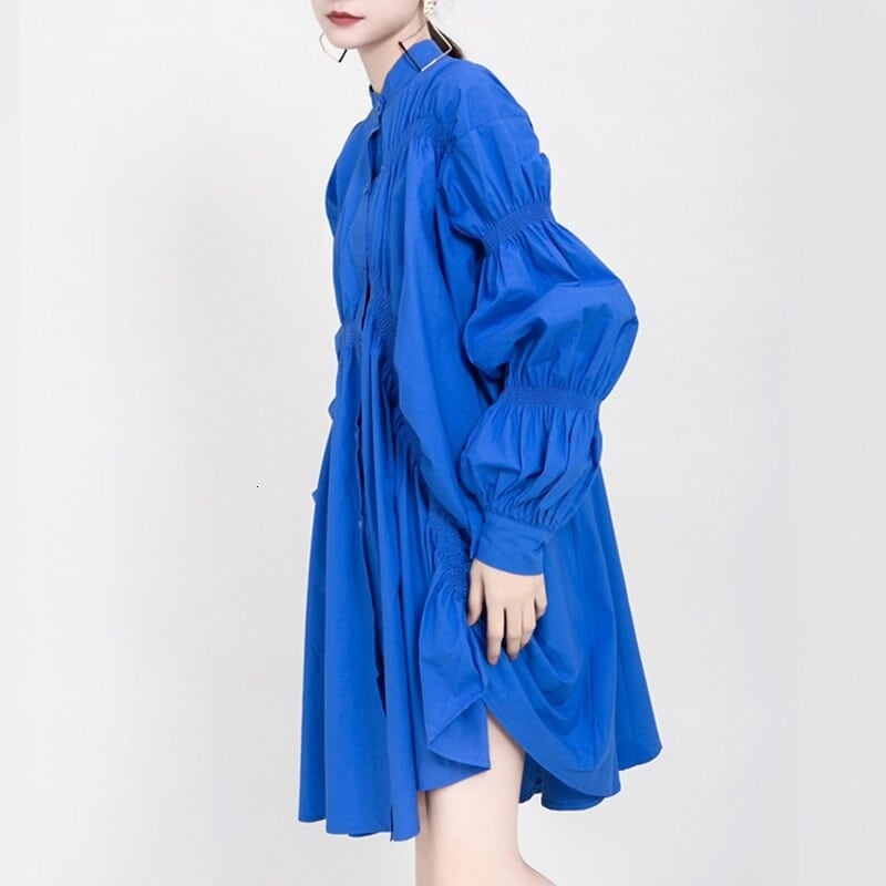 Asymmetrical Pleat  All-in-one Dress【TR1143】