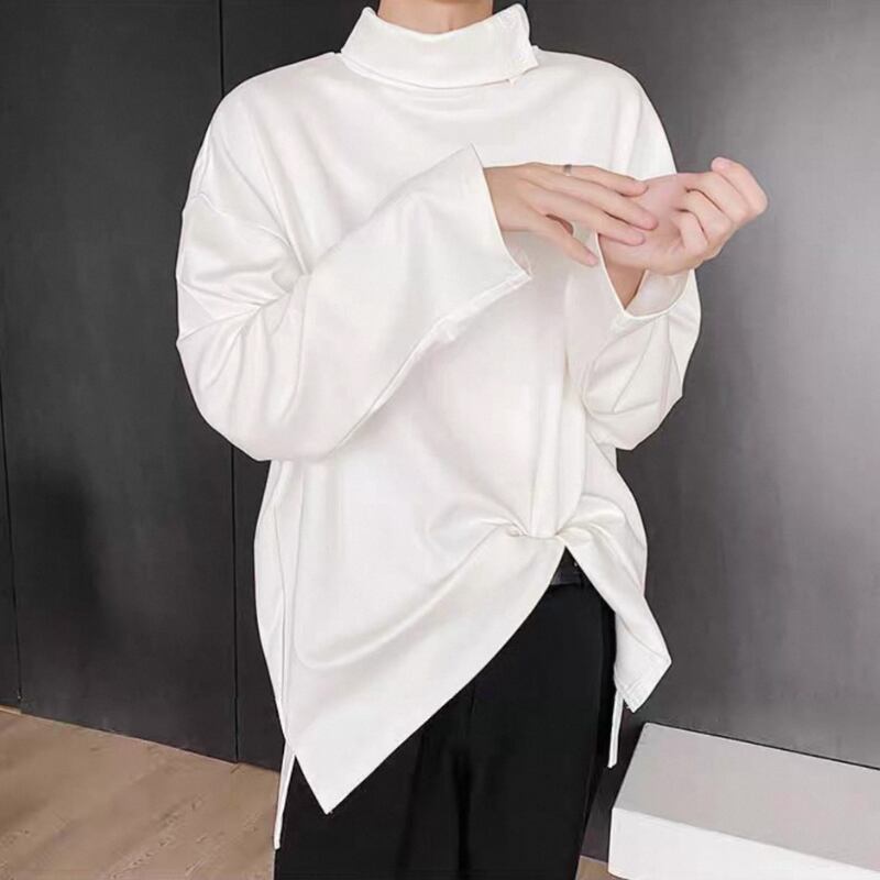 Button High-Neck T-shirt【TR3329】