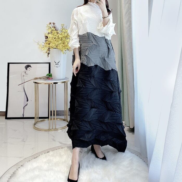 Tricolor Wrinkled All-in-one Dress【TR1454】
