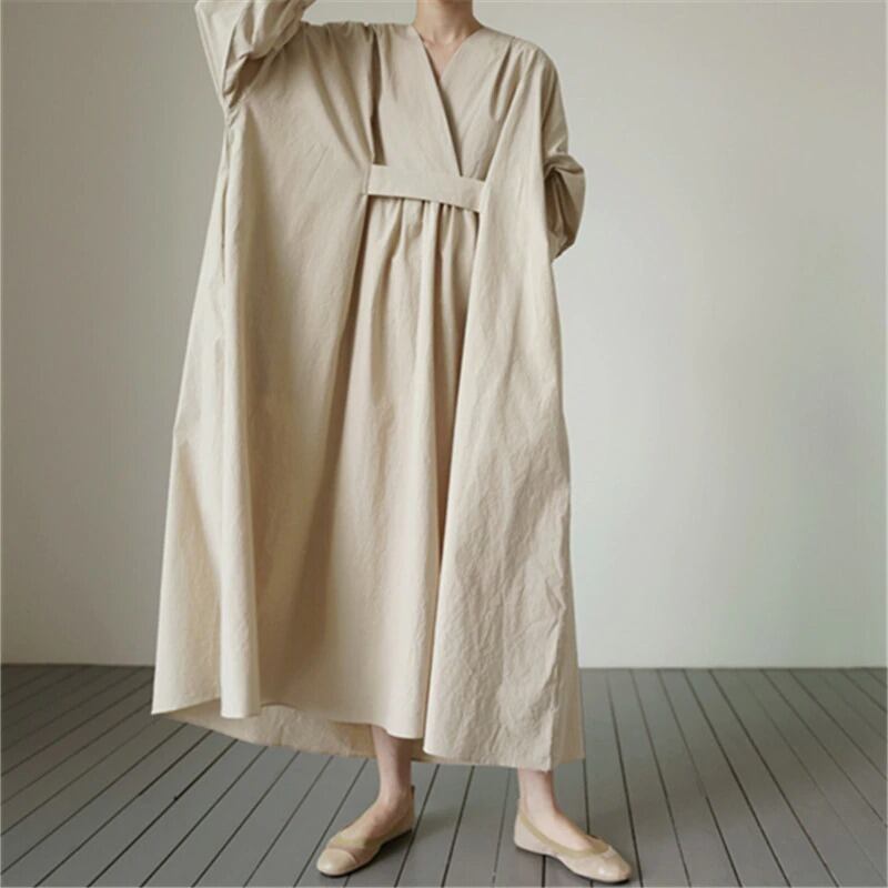 Long Sleeve V-Neck Dress【TR2884】