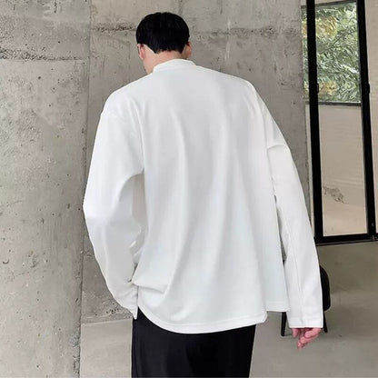 Asymmetric Curved Panel Long T-Shirt【TR3343】